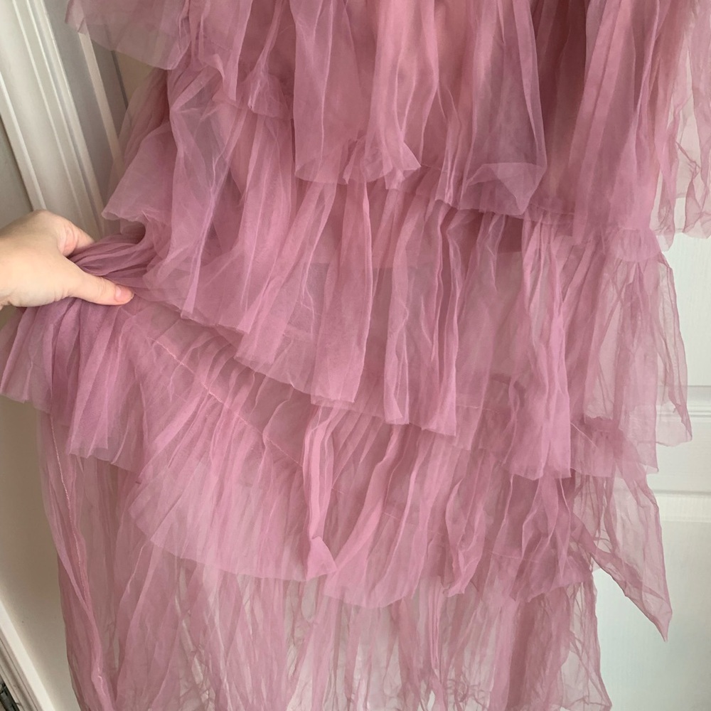 Selfie Leslie nwt Arrabel Tiered Ruffle Tulle Maxi Dress Plum - Picture 5 of 10